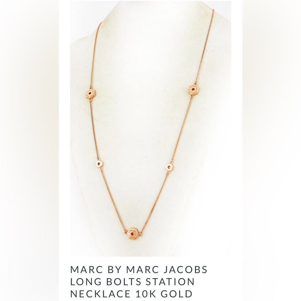 Marc by Marc Jacobs long ‘bolt station’ gold necklace